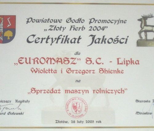 certyfikat jakości euromasz